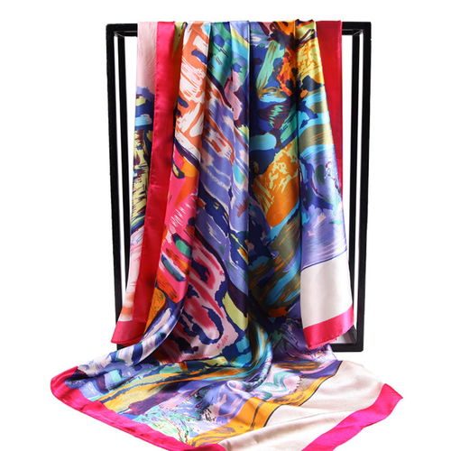 木西絲巾女春秋冬百搭百變圍巾緞面絲綢防曬披肩大方巾沙灘巾頭巾