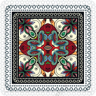 民族花卉方巾圖案